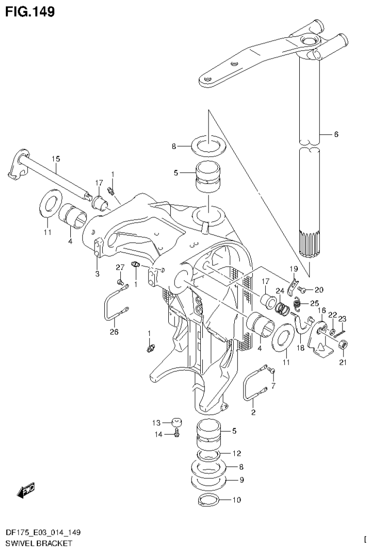 Suzuki DF175ZG SWIVEL BRACKET (DF175TG E03) parts diagram